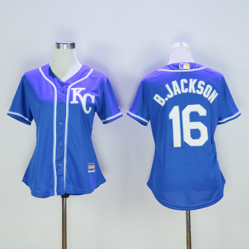 Women Kansas City Royals #16 B.Jackson Blue MLB Jerseys